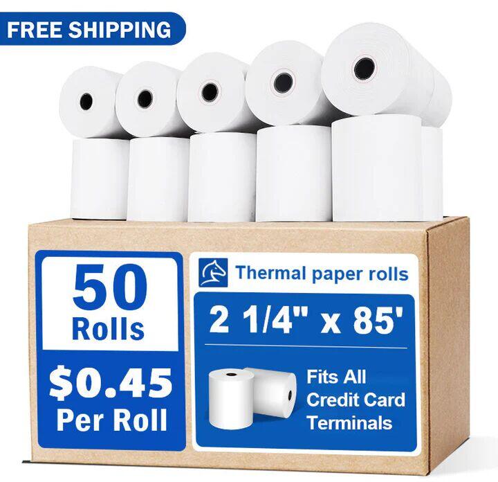 3"x65' Carbonless 3-Ply Cash Register POS Paper Roll Tape - 50/c