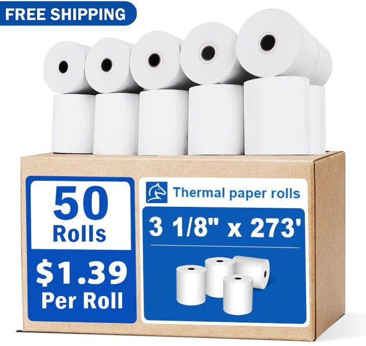 3"x95' Carbonless 2-Ply Cash Register POS Paper Roll Tape - 50/c